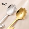Dishwasher Safe Spoon Tulip Shaped Stainless Steel Spoon, Long Handle Coffee Ice Cream Kitchen Flatware Dessert Serving with Hanging Hook, Utensils