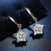 Korean Style Moissanite Snowflake Stud Earrings for Women - One Carat Star Design