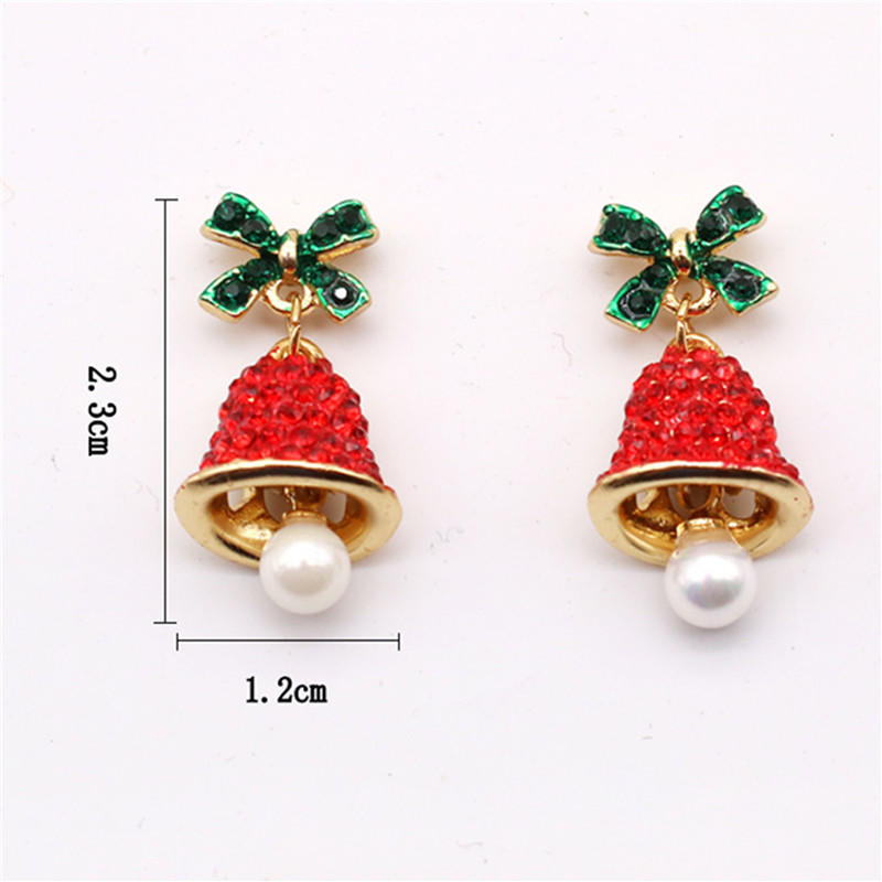 Women Fashion Christmas Bow Wind Chime Earrings Holiday Statement Dangle Earrings Xmas Jewelry Gift