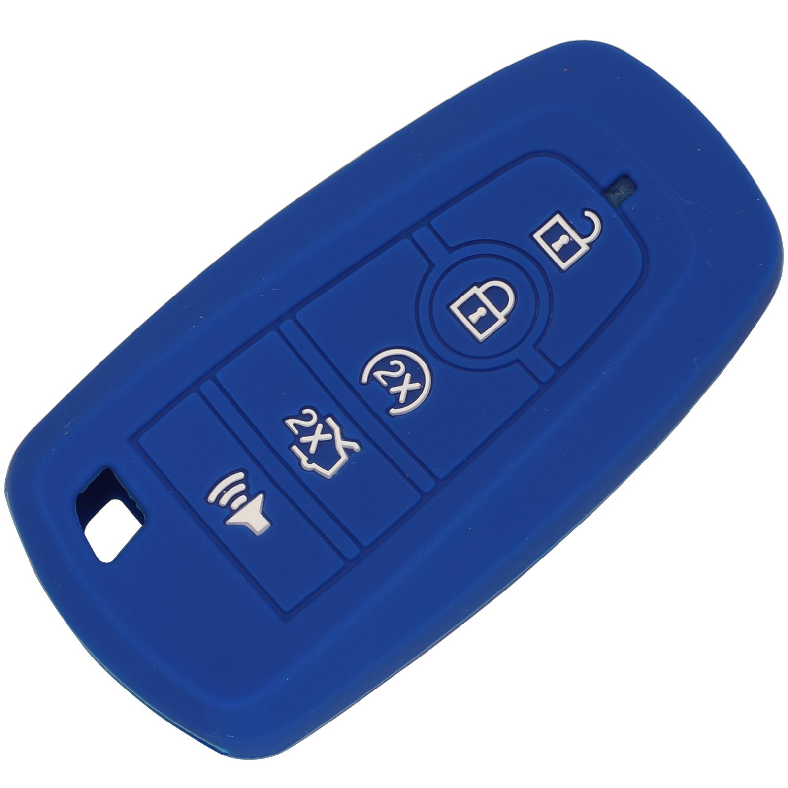 

jingyuqin пульт дистанционного управления 5 кнопок чехол для ключа для Ford Fusion Mustang Explorer F-150 F-250 F-350 2017 2018 держатель кожи темно-синий