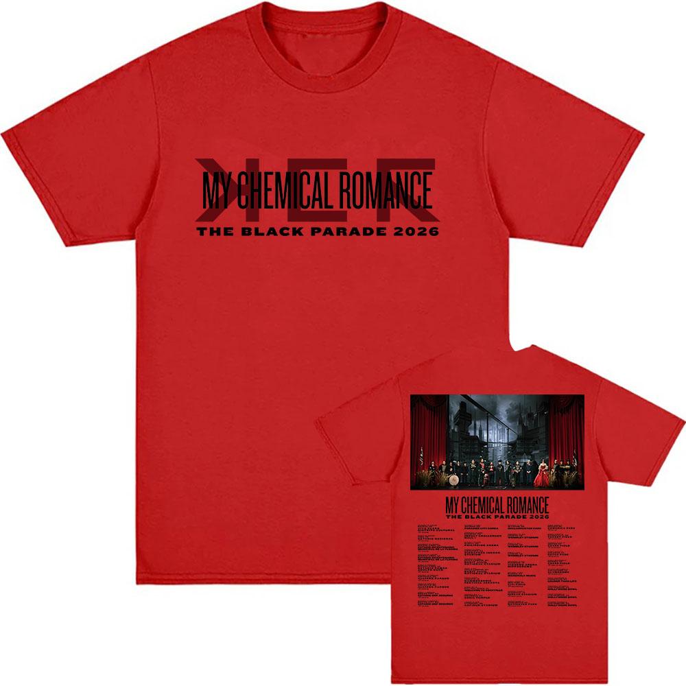 

THE BLACK PARADE 2026 Tour T-shirt Rock Band My Chemical Romance Tshirts Short Sleeve Cotton T Shirt Unisex Streetwear XL
