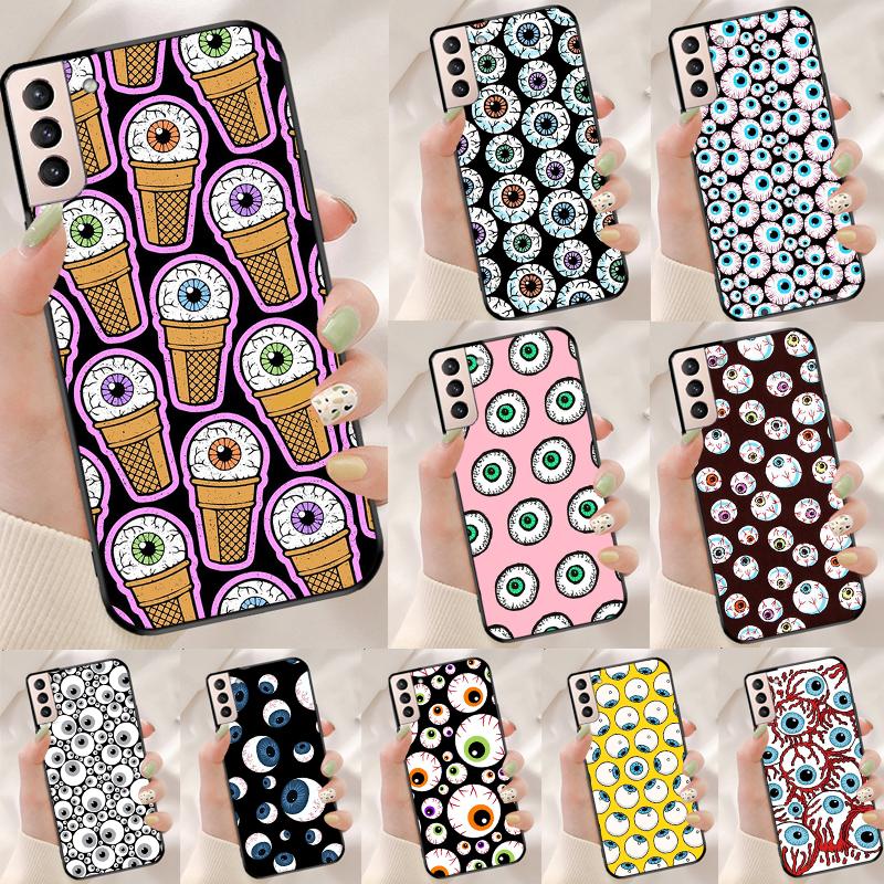 Crazy Eyeball Pattern Funda Case For Samsung Galaxy S25 Ultra S9 S10 S20 S22 Plus S21 FE S23 S24 Ultra Phone Cover