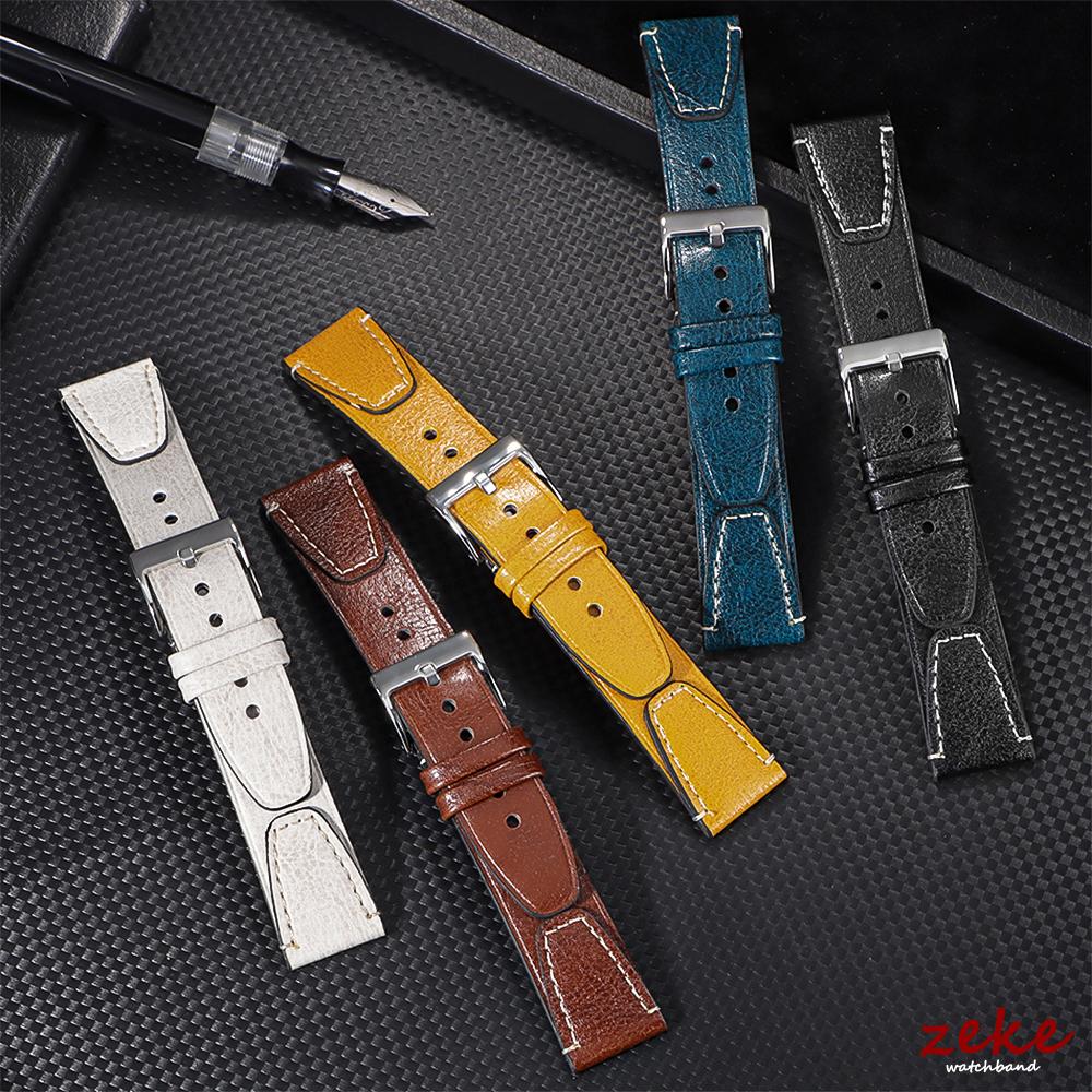 Watchband 20mm 22mm Vintage Oil Wax Leather Watch Straps for Seiko for SmartWatch Men Women Wrist Belt Stitching Brown Bracelet