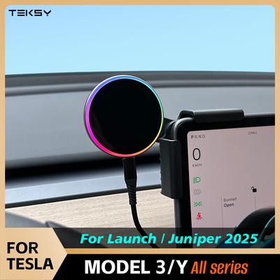 Car Phone Mount Holder 15W Magnetic Wireless Charger Compatible with MagSafe for Tesla Model Y 3 HIGHLAND LAUNCH JUNIPER 2026