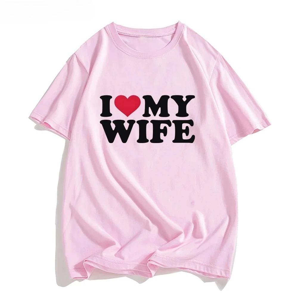 I Love My Wife Trendy Womens Printed Tshirt Round Neck Short Sleeve Womens Tshirt Suitable for All Seasons