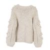 Handmade Chunky Cable Knit Wool Sweater - Heart Pattern Loose Fit