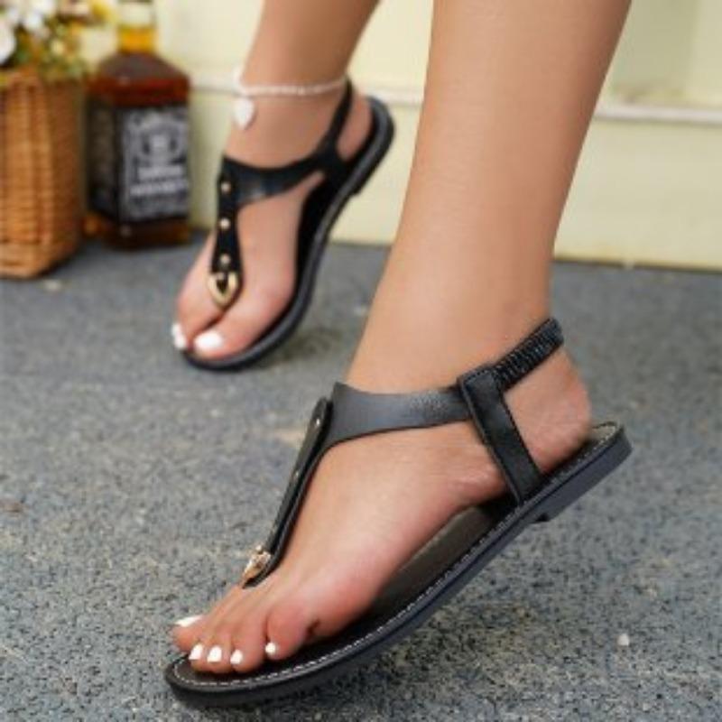 

Pinch sandals women s new summer elastic band flat bottom toe cool slippers women s versatile beach women s shoes 43 чёрный