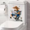 3D Funny Cartoon Calf Reading Newspaper On Toilet Wall Sticker Self-Adhesive Waterproof Removable Bathroom Home Decor Art
