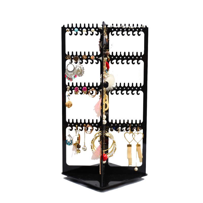 Rotating Earring & Necklace Display Rack with Dustproof Large Capacity