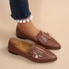 Fashion Women Flat Shoes Chaussures De Femme Solid Color Basic Simple Style Large  Square Head Comfortable Pearls Loafers