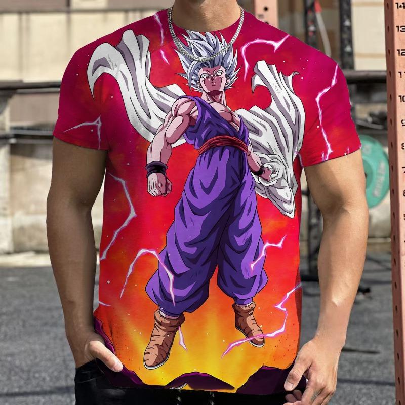 2026 Summer Dragon Ball Retro Fitness T-shirt Men's Oversized 3D Printed Short-sleeved Family Unisex Children's Sports Shirt