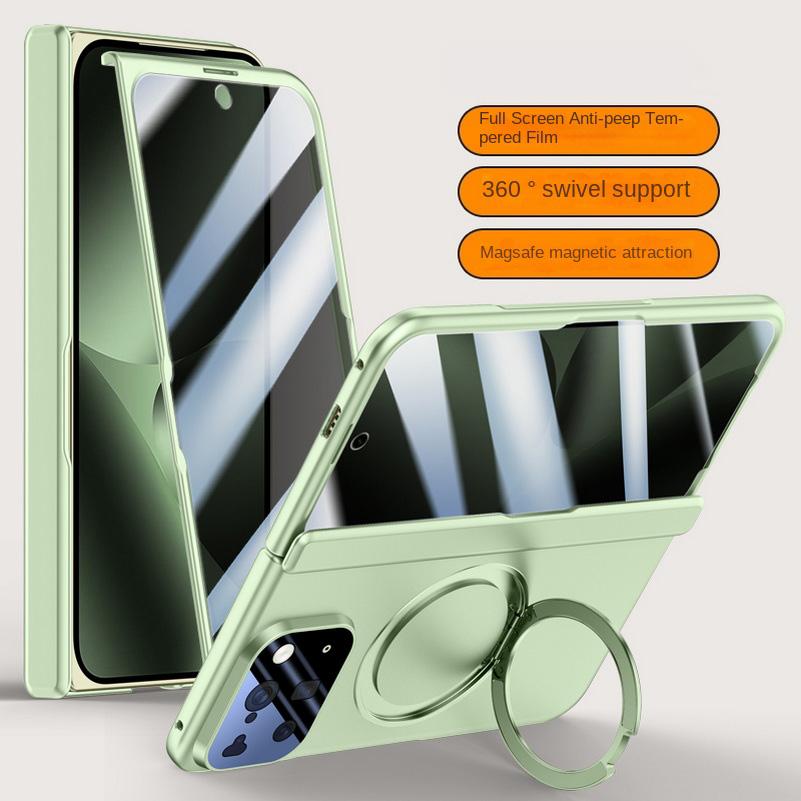 With Magsafe Magnetic Metal Holder Tempered Glass Film Full Protect Case For Google Pixel 10 Pro Fold Spring Hinge Folded Cover