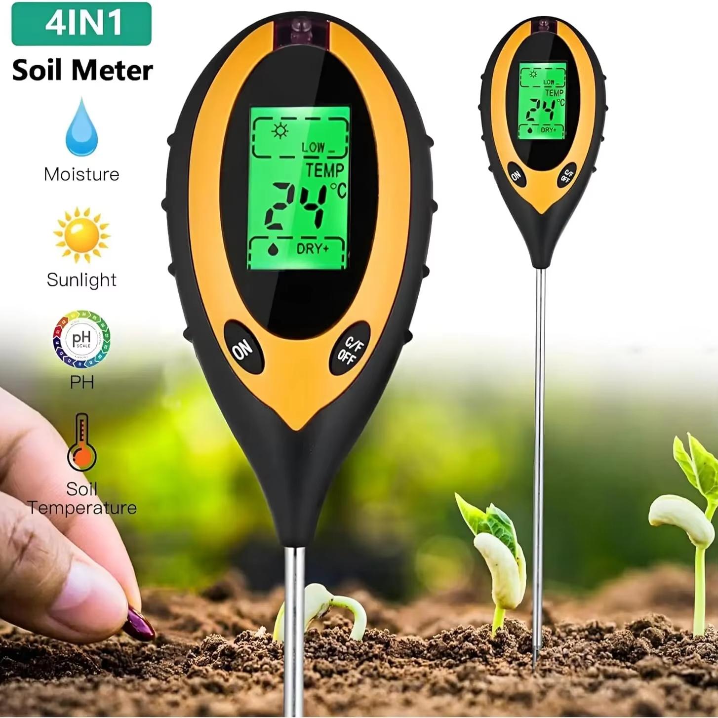 

Good 6 in 1 Soil PH Meter Sunlight Ambient Humidity Temp Soil Moisture Tester Nutrient Fertility Detector Garden Soli Analyzer
