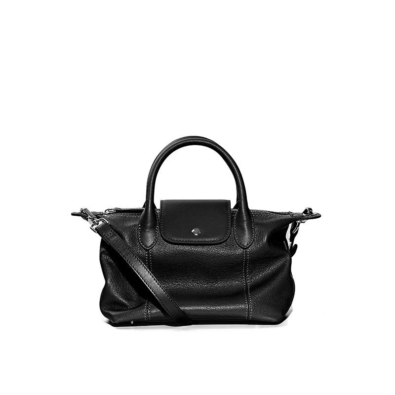 The first layer of cowhide fashion dumpling bag, versatile leather high-end color contrast large-capacity handbag women