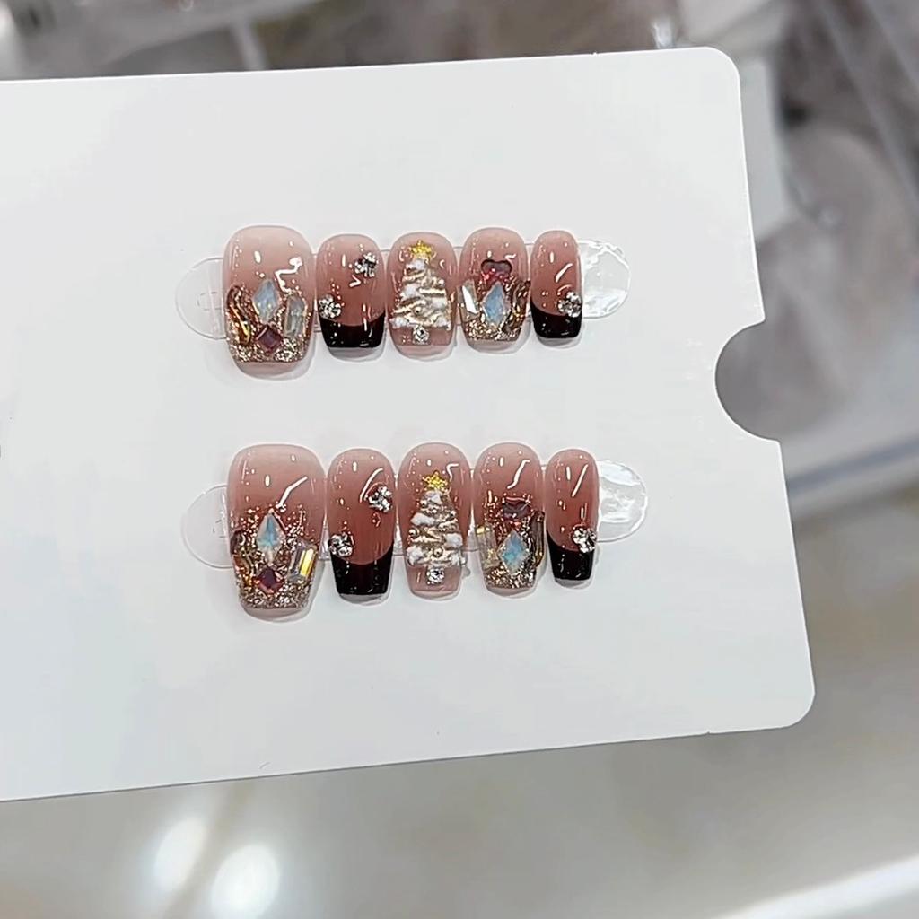 Pure Handmade Phototherapy Wearer Red Christmas Finished Product Reusable Nail Patches