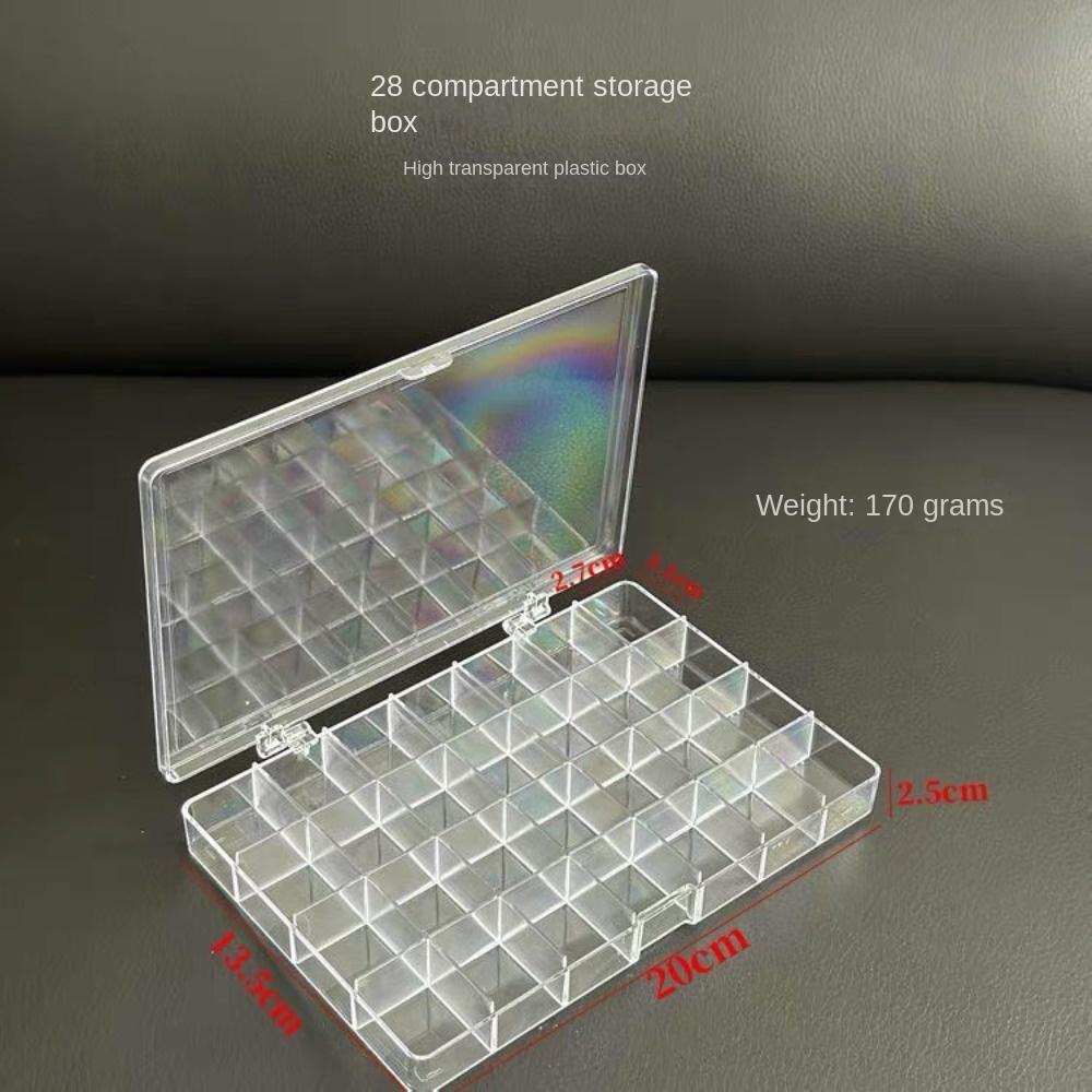 Clear Plastic 28 Grid Jewelry Box Durable Compartment Storage Box Tabletop Organizer Doll Display Case Earring Bead Container