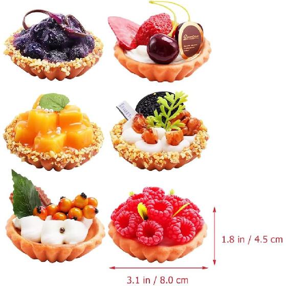 Hemoton 6Pcs Artificial Cake Set, Fake Simulation Realistic Food, Imitation Faux Fruit Cake Dessert, for Kitchen Party Decoration Display Props Model