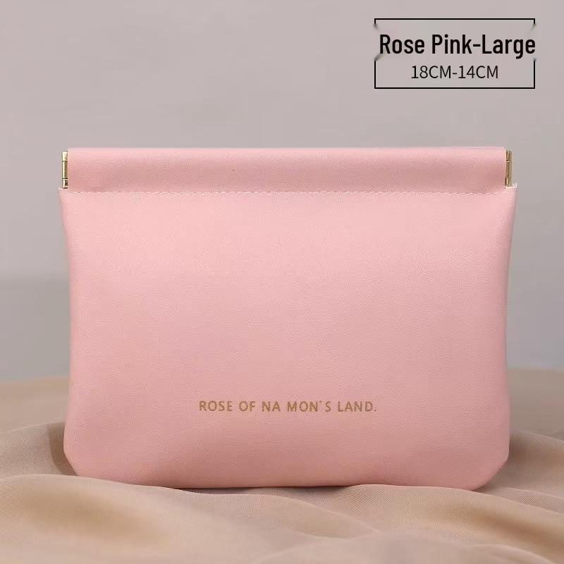 Automatic Closure Earphone & Coin Purse: Mini Portable PU Makeup Bag & Pick Holder