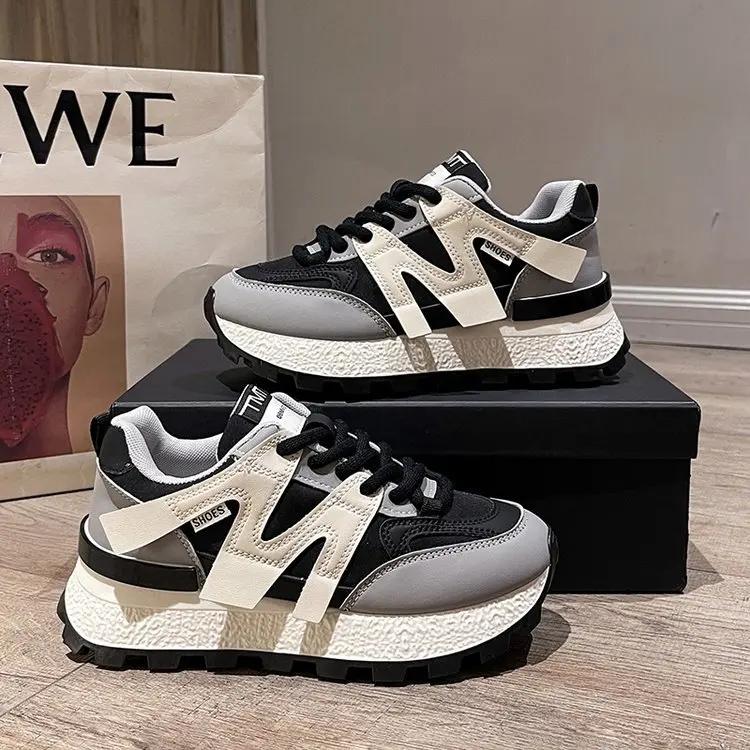 Women's Shoes  Autumn New Vintage Platform Sneakers Versatile Thick Sole Colored Street Casual Shoes Zapatillas Mujer