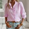 Women's White Long Shirt with Lace Collar Button Down Blouse for Office Ladies Autumn Winter Striped Tops