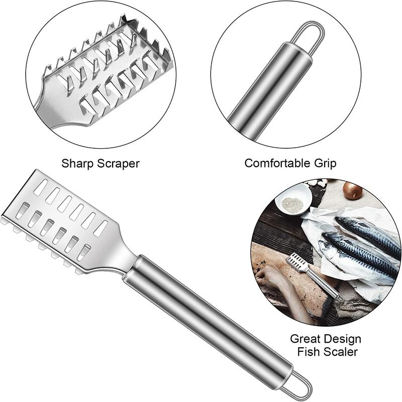 Stainless Steel Fish Scale Remover Fish Scales Graters Scraper Fish Scaler Brush Scraping Scales Device Fish Cleaning Tool