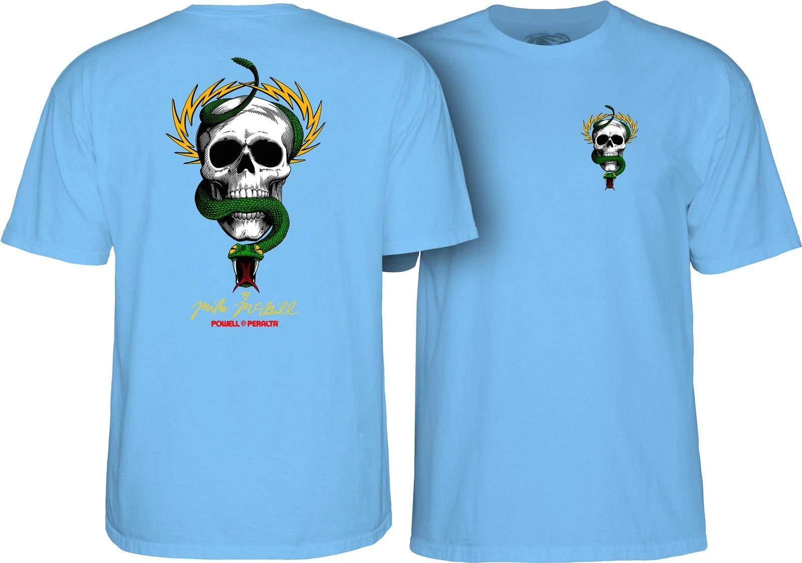 Powell Peralta Mike McGill SKULL AND SNAKE Skateboard T Shirt CAROLINA BLUE S