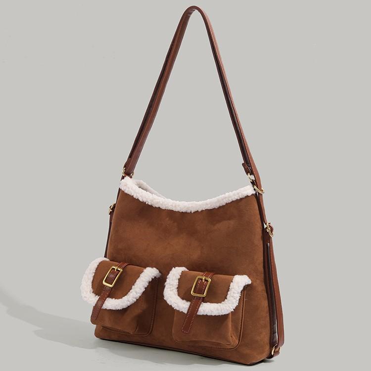 Suede Lambswool Plush Backpack Tote Bag Multi-Functional Three-Purpose Autumn and Winter Large Capacity Shoulder Crossbody Bag