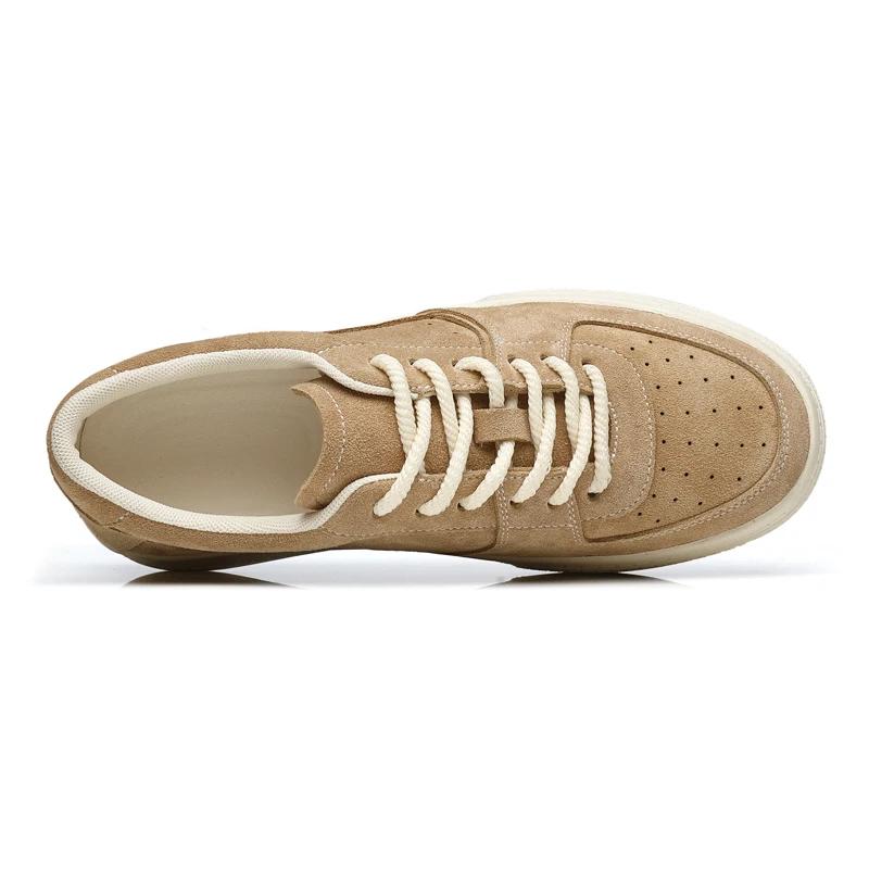 New Vulcanize Shoes for Men Cow Suede Handmade Lace-up Casual Shoes Canvas Skateboard Shoes Men Zapatillas Verdes Hombre