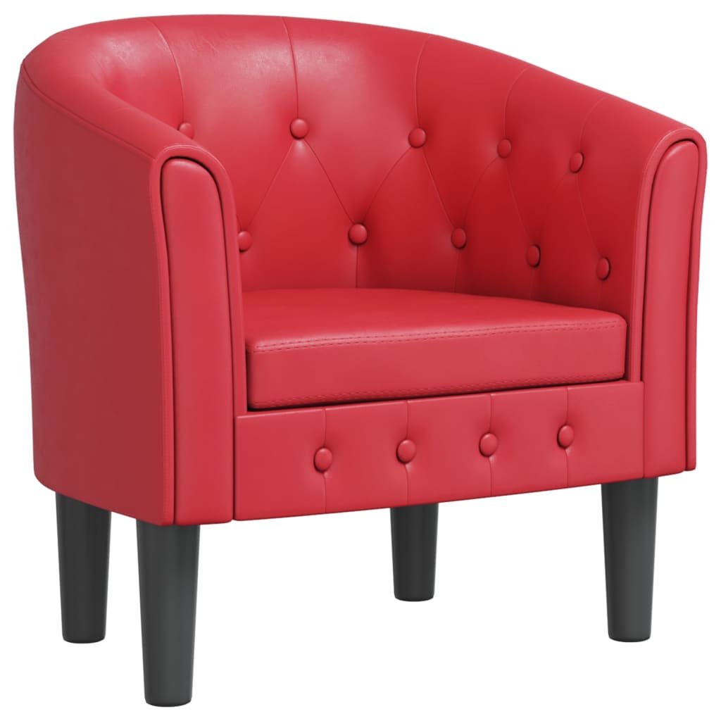 Club Armchair Red Faux Leather