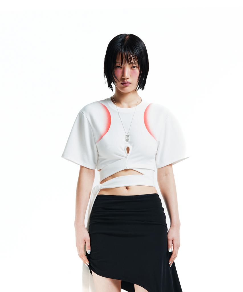 Kyo Crop Twist Wrap-Up Tee (White)