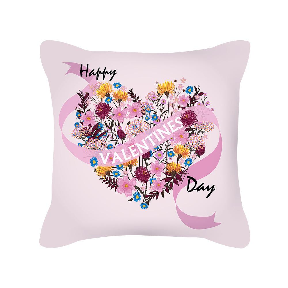 Peach Skin Pillowcase Valentine's Day Pillowcase Pink Heart-shaped Pillow Romantic Series Home Decoration Sofa Cushion Cover