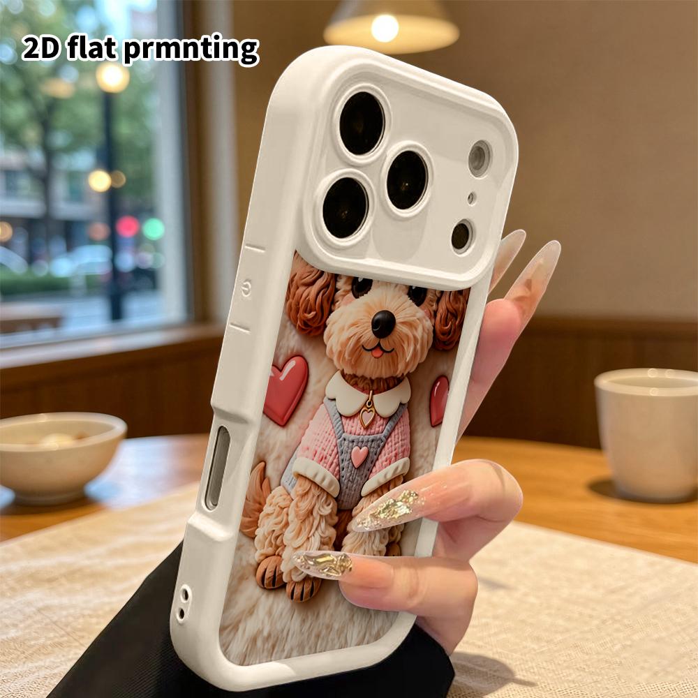 Phone Case: 2D Flat, Suitable for iPhone 18, 17, 16, 15, 14, 13 Pro Protective Case, Curly-haired Teddy Puppy, Perfect Christmas and Halloween Holiday