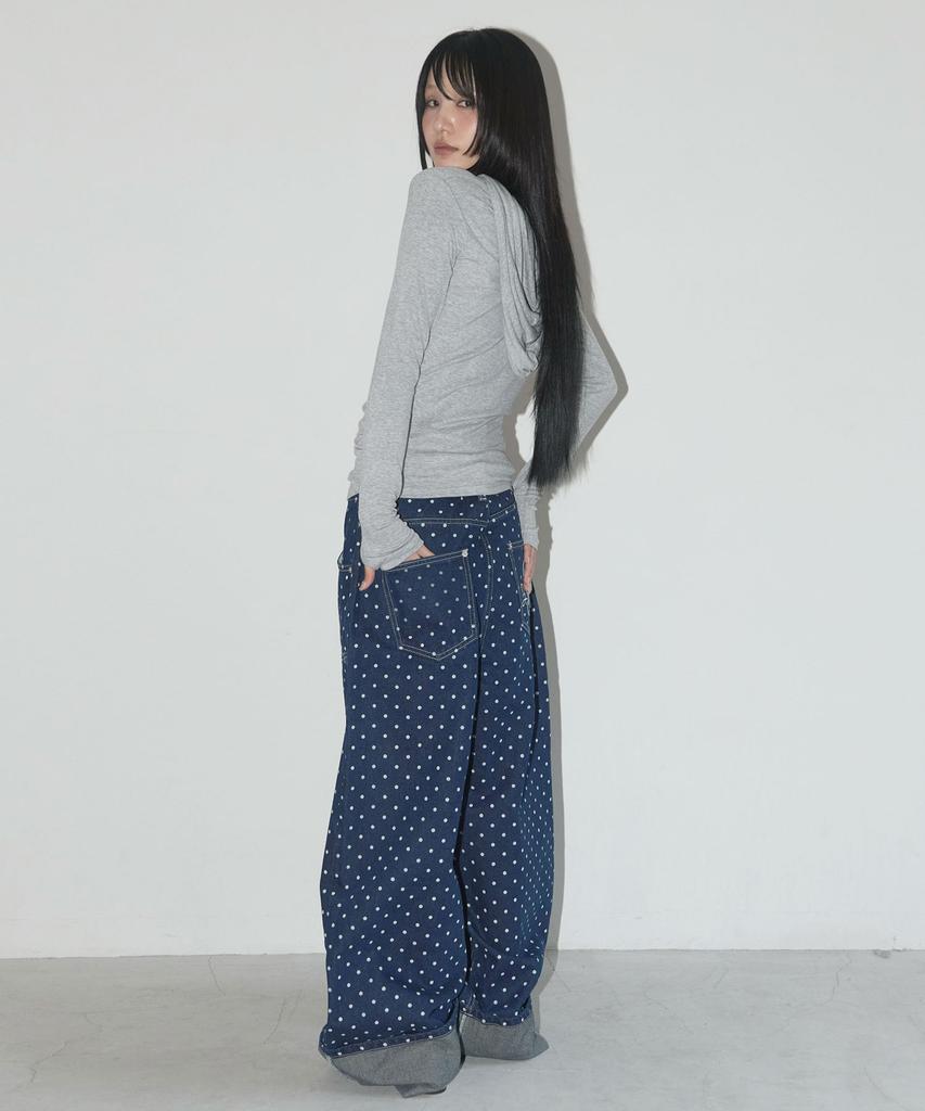 FANCY CLUB String Dot Roll-Up Pants (Blue) F25Qd890
