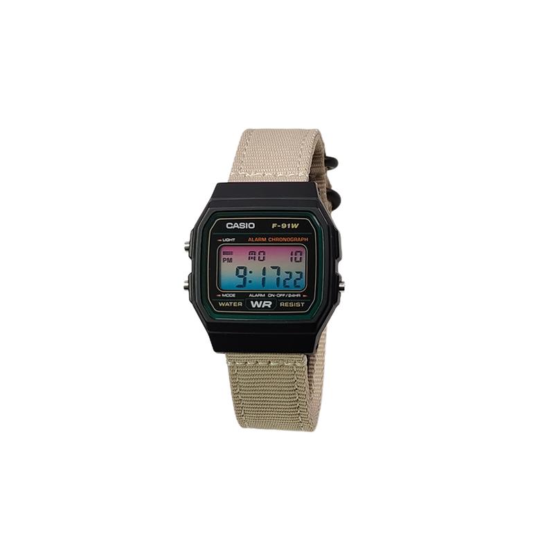CASIO Customized watch modified series black resin case life waterproof F-91W-3 modified-Xuejian Qing Quartz BaiSeBiaoDaiFenQingJianBianBiaoJing