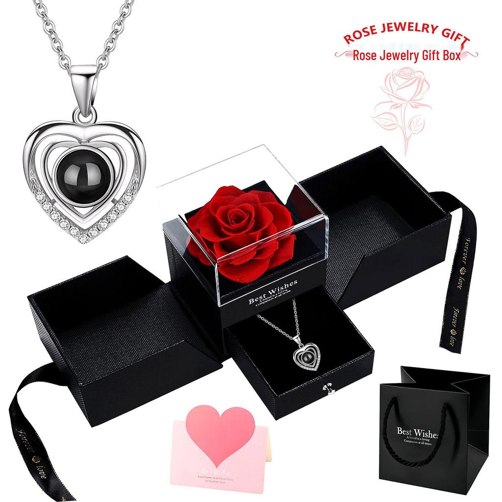 Naszyjnik Projekcyjny Ozon Podwójne Serce: Elegancki Wisiorek z napisem 'Kocham Cię' w 100 Językach