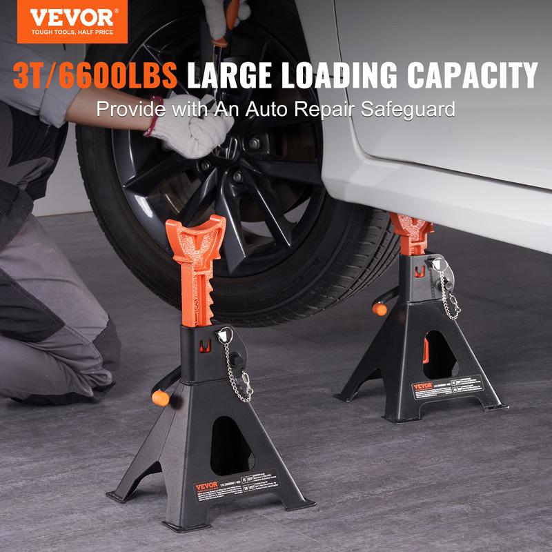 VEVOR Jack Stands 3/6 Ton Capacity Car Jack Stands Double Locking Adjustable Height for lifting SUV Pickup Truck Car and UTV ATV 3T