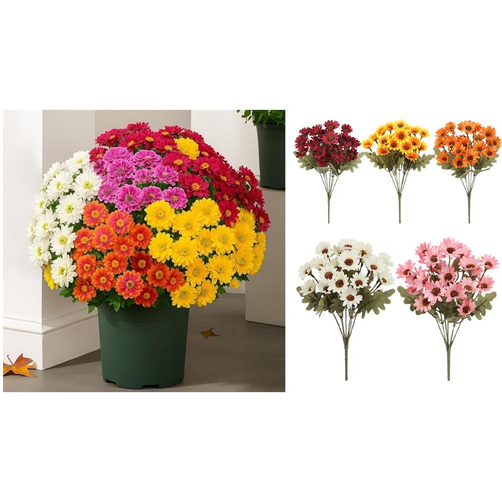 Easy Maintenance Artificial Mums Sunset Flowers Realistic Appearance