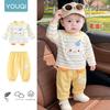 Conjunto de Dos Piezas para Bebé Youqi Primavera y Otoño Sudadera con Capucha y Pantalones de Chándal para Exteriores
