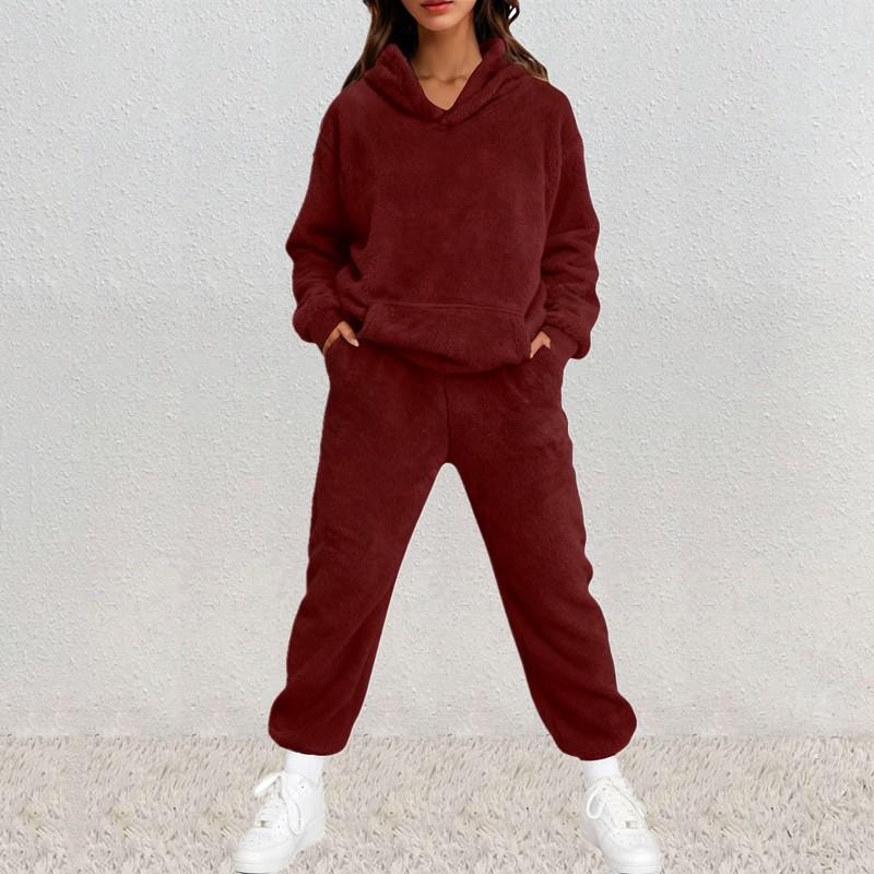 Women's Casual Long-Sleeved Sweatshirt And Sweatpants Set With Elastic Waist