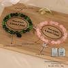 Set di Braccialetti con Perline di Agata Rosa Verde e Cristallo con Ciondolo a Corona Regali Festivi Gioielli Dolci alla Moda per Donne Accessorio Semplice Versatile per l'Uso Quotidiano