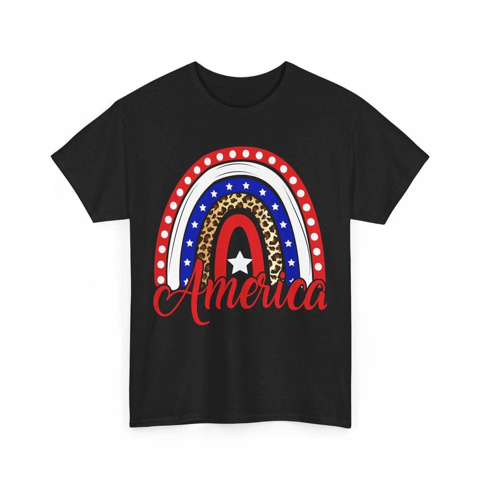 Fourth of July Shirt, 4th of July America Rainbow Women Men T shirt S