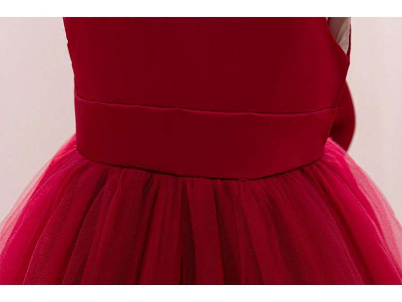 Girls' Princess Dress with Bow, Flutter Sleeves, Tail, and Puffy Skirt - Flower Girl Wedding Outfit