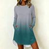 Women's Casual Long Sleeve Printed Neck Dress