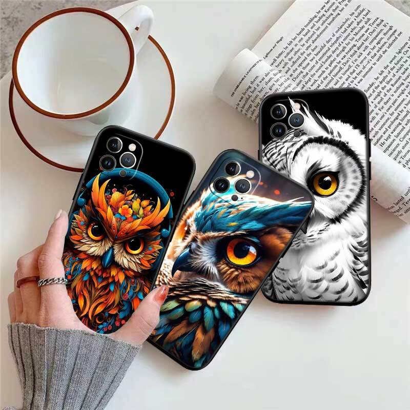 Cartoon Art Owl Phone Case for Samsung S20 S21 S21S S22 S23 S24 FE Ultra Plus Lite F06 F16 M06 M16 M56 A07 A17 A36 A37 A55 A57