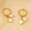 18K Gold-Plated Stainless Steel Clover Pearl Earrings - European & American Fashion for Women