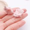 Flocked Resin Rabbit Pendant - Handmade 3D Small Animal Ornament for DIY or Phone Accessory