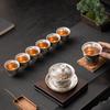 Su Shi Gilded Silver Ink Dragon Ceramic Gaiwan Tea Set