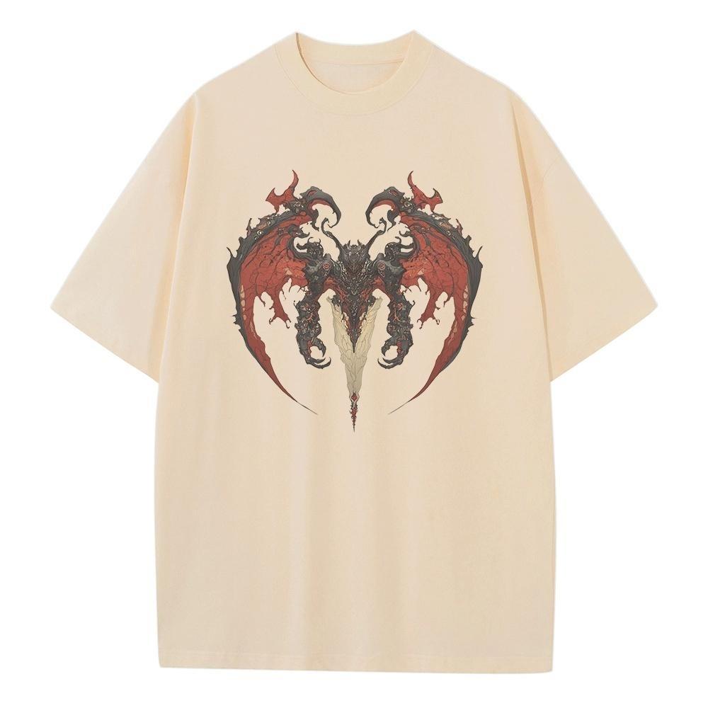 Spring and Summer Cool Printed Monster Heavy Comfortable Men's and Women's T-shirt Cool Cotton Versatile Loose Shirt