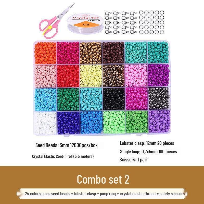 

Набор для изготовления ожерелья и браслета из стекляруса 24 цветов с застежкой-лобстером