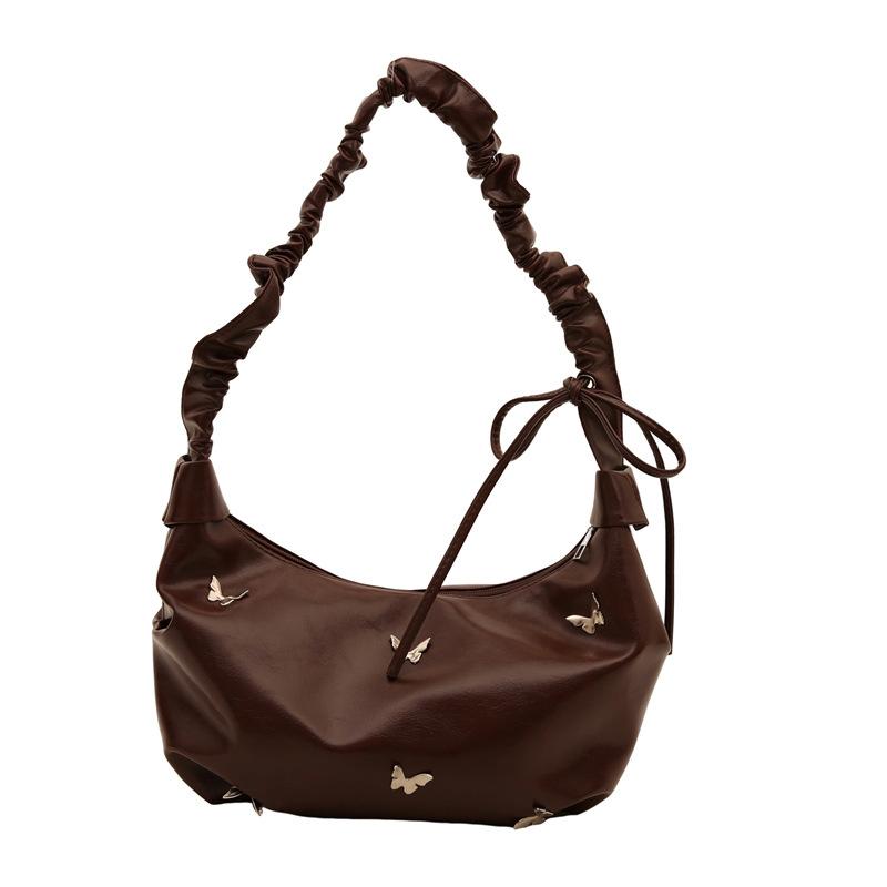 

Autumn new butterfly small bag women s 2024 fashion foreign style handbag versatile texture commuter personality messenger bag коричневий
